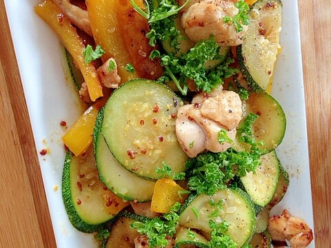 夏っぽい!ズッキーニと鶏肉の炒め物